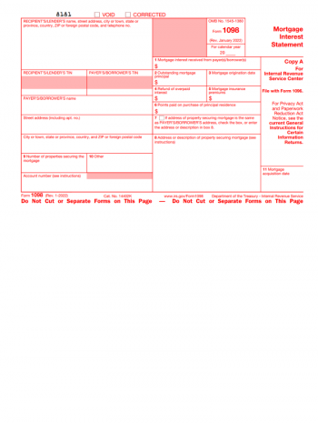 Form 1098: Mortgage Interest ⬇️ Get IRS Form 1098 2023: Printable PDF ...