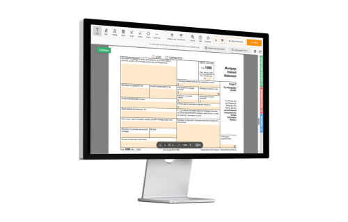 The editable 1098 tax form in PDF on the computer